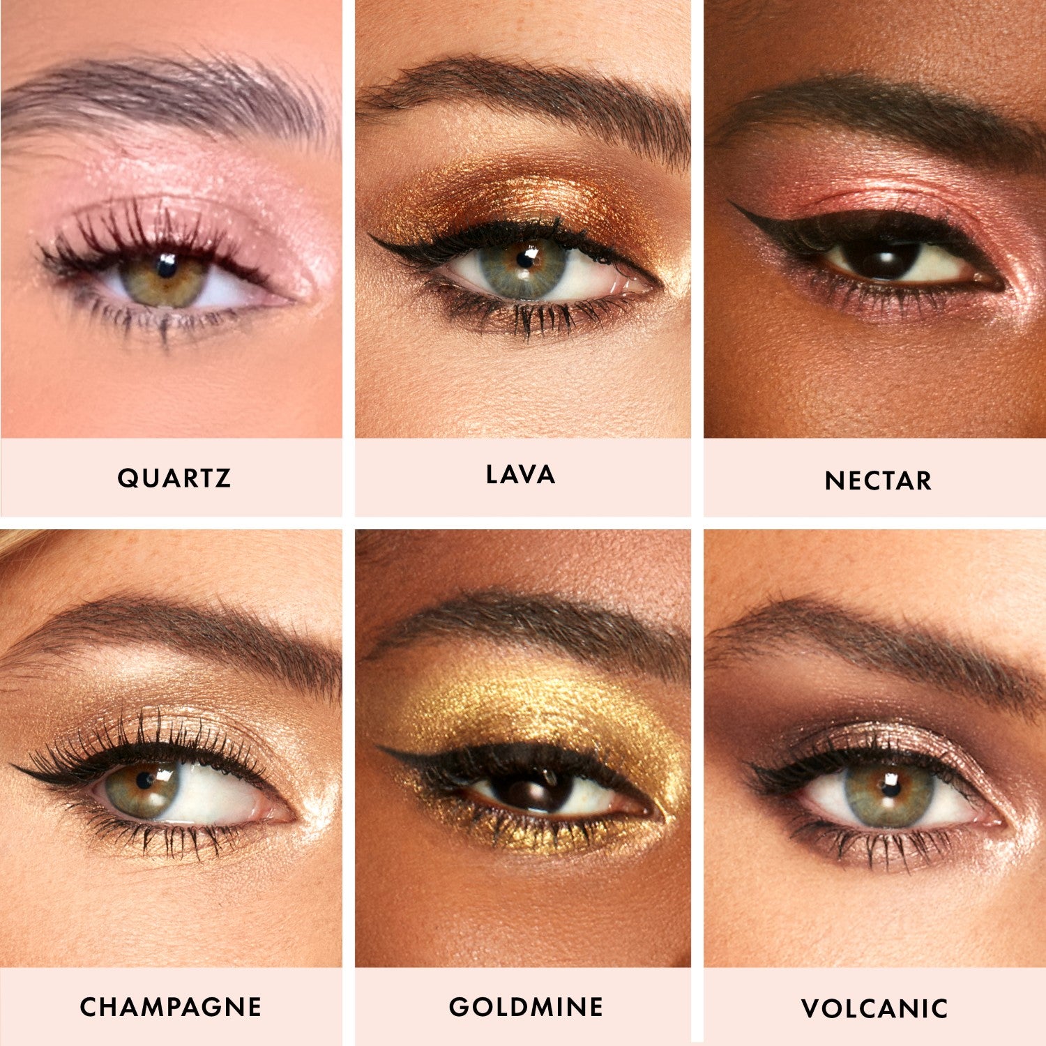 colour_Nectar (Rose Gold), colour_Lava (Burnt Copper), colour_Onyx (Gunmetal), colour_Goldmine (Show-off Gold), colour_Champagne (Original Champagne), colour_Quartz (Sugar Pink), colour_Volcanic (Molten Bronze)