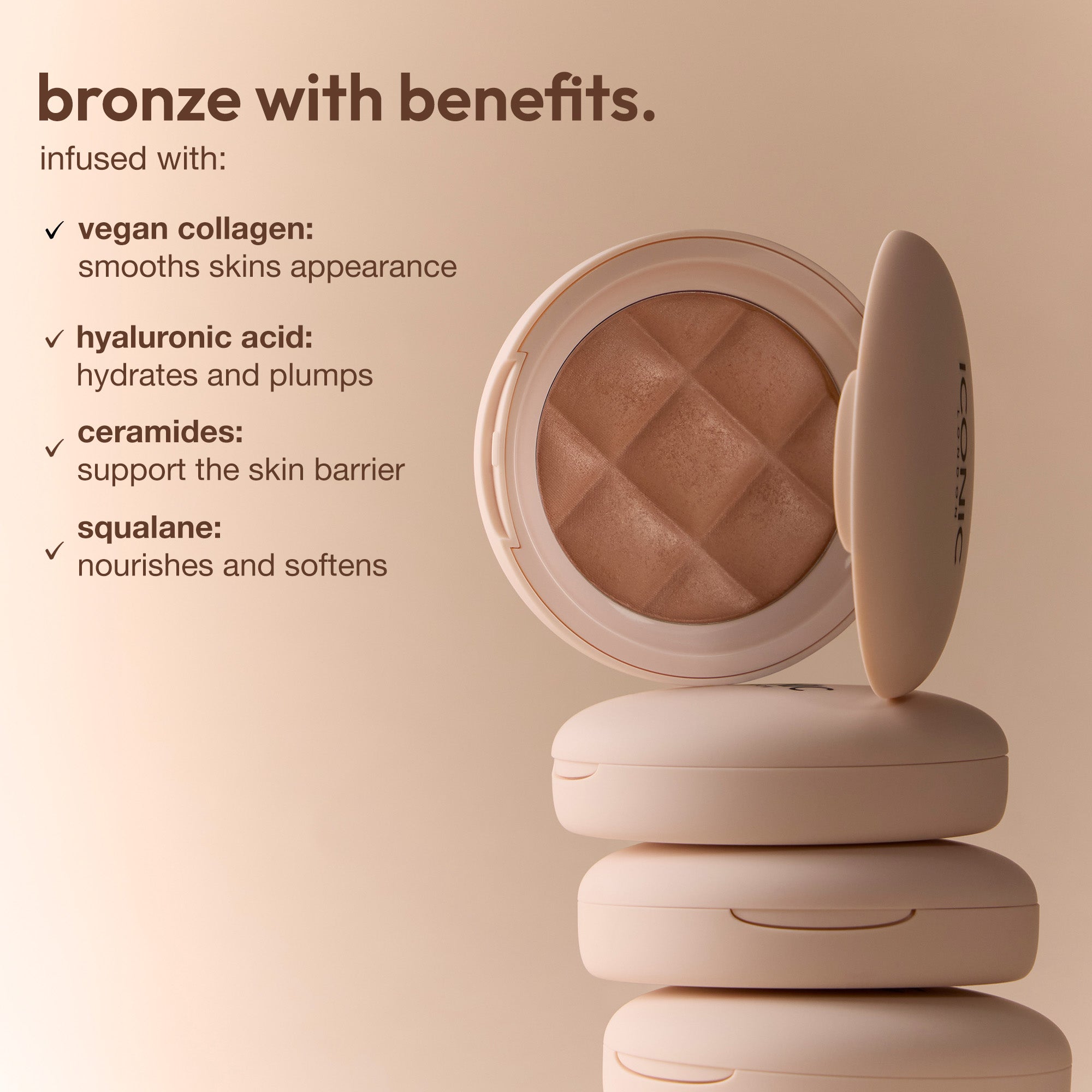 colour_Heatwave, | ICONIC London Fridays Buildable Blurring Bronze. Bronzer with benefits. Vegan Collagen, Hyaluronic Acid, Ceramides, Squalane