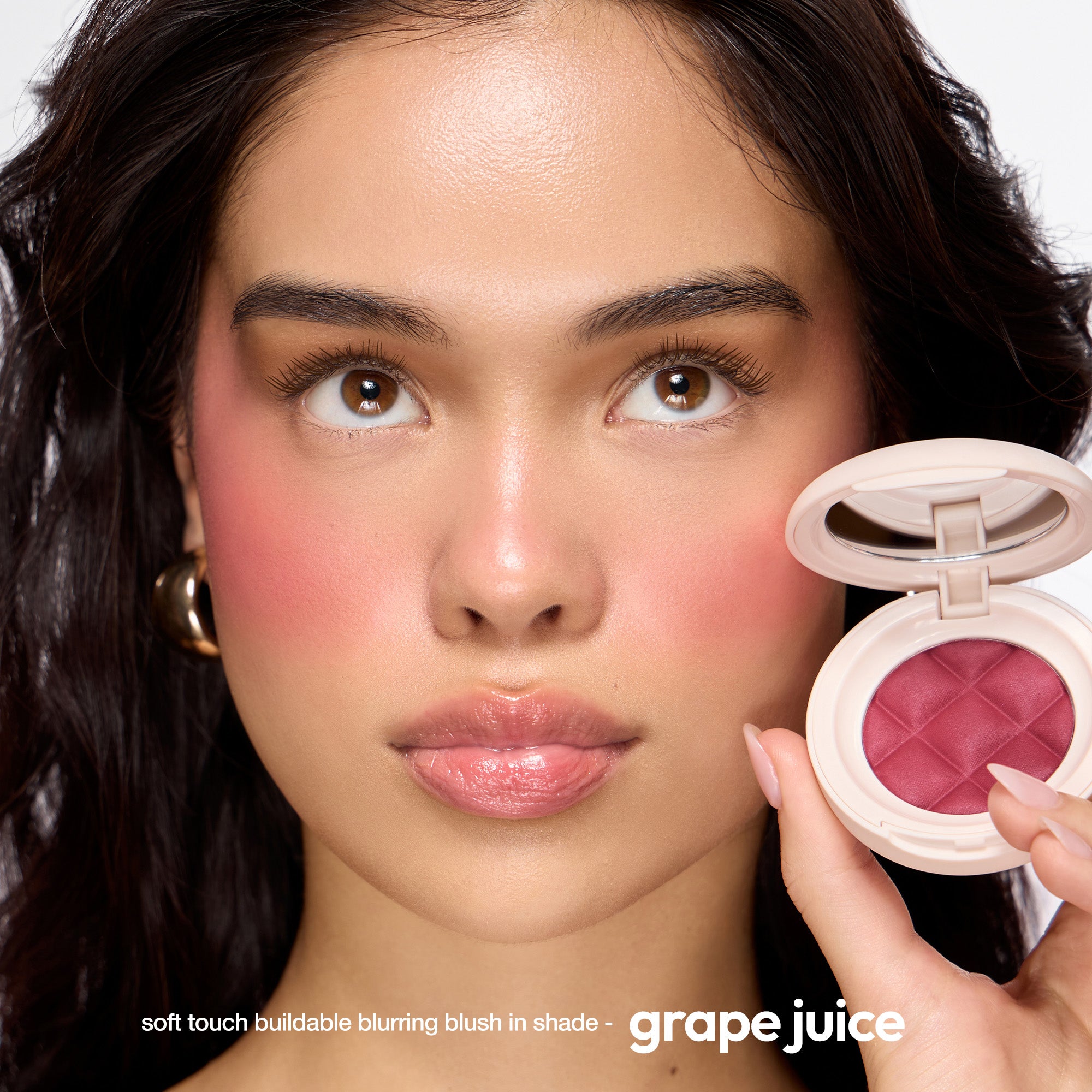 ICONIC London Grape Juice Buildable Blurring Blush Model wearing blush