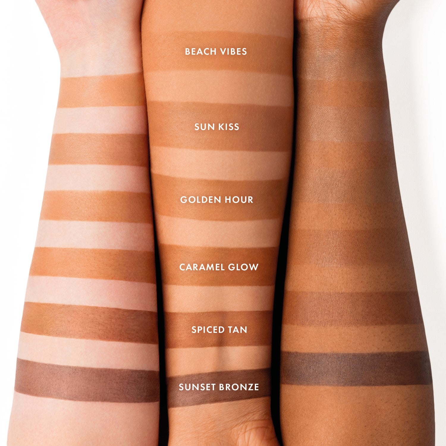 colour_Beach Vibes,colour_Sun Kiss,colour_Golden Hour,colour_Caramel Glow Bronze,colour_Spiced Tan,colour_Sunset Bronze