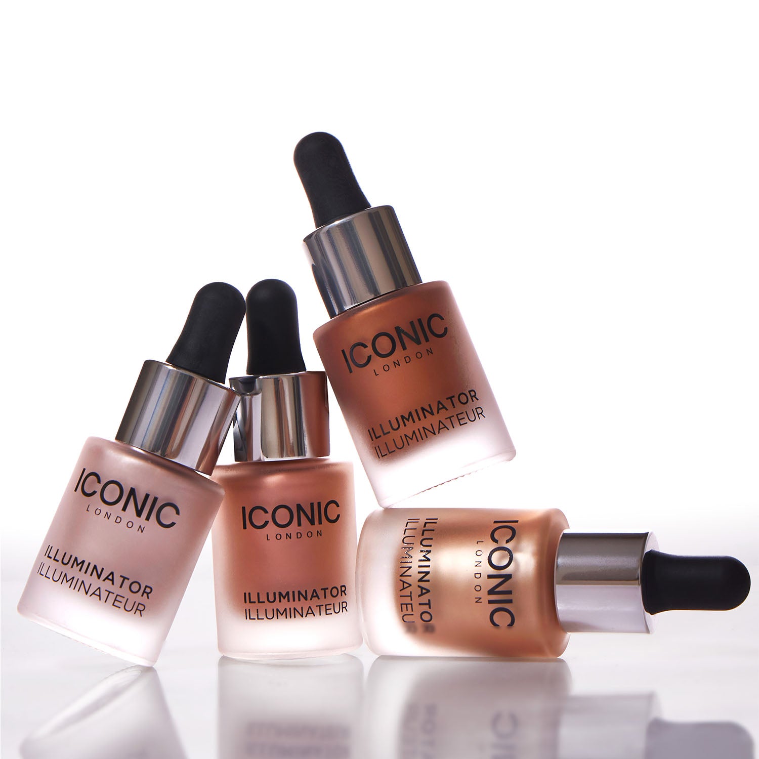 colour_ORIGINAL (Champagne Shimmer),colour_GLOW (Terracotta Bronze),colour_BLUSH (Peachy Rose Gold),colour_SHINE (Pink Pearl), | Iconic London Illuminator Liquid Highlighter Drops