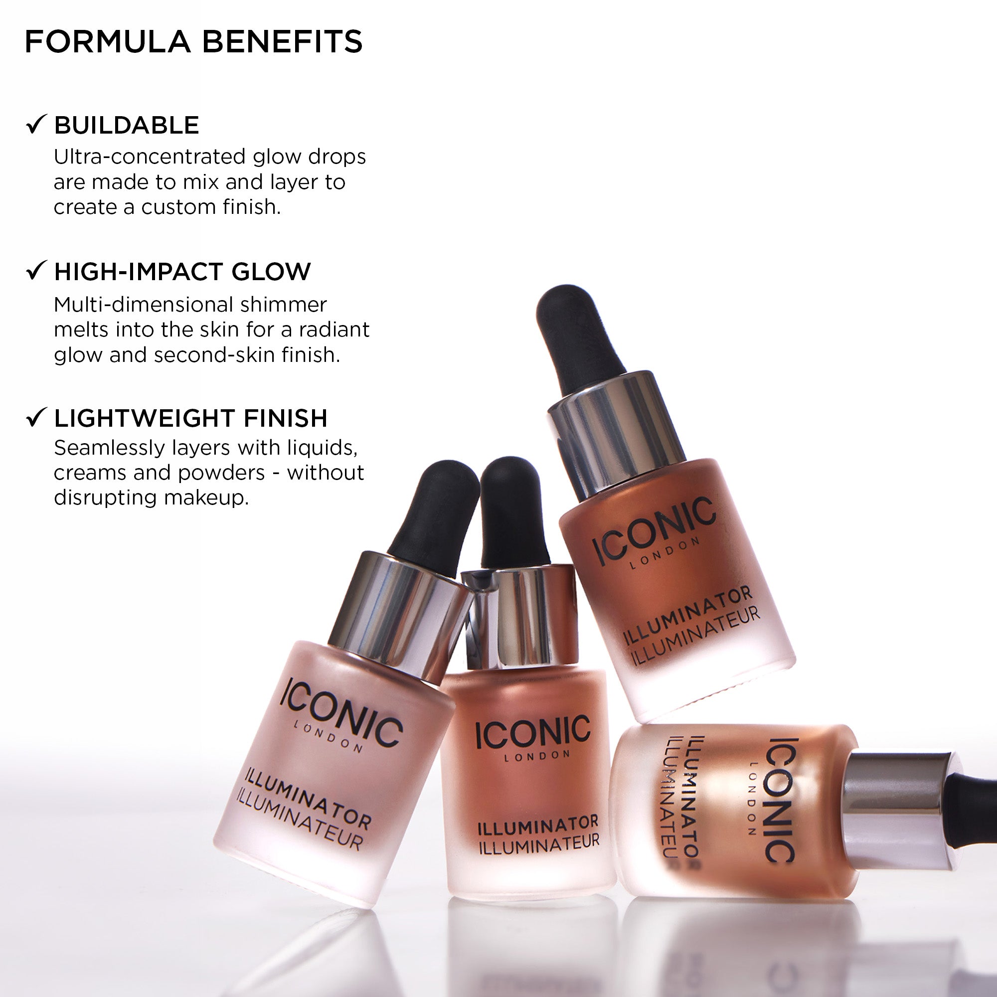 Iconic London Illuminator Liquid Highlighter Drops - Original Champagne Formula Benefits
