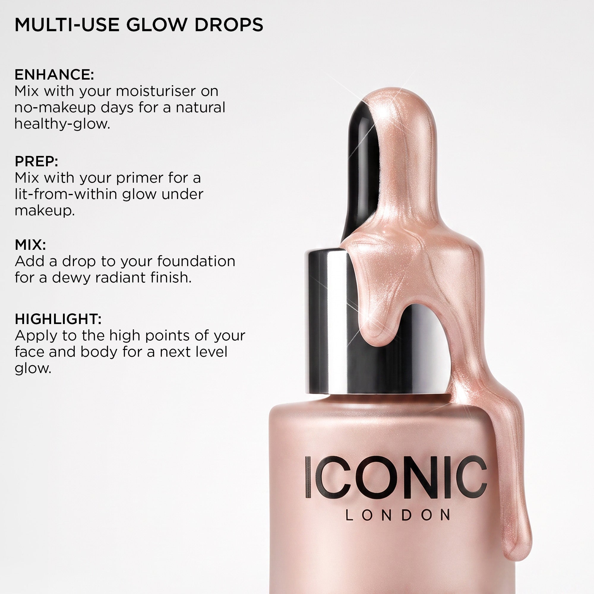 colour_Shine (Pink Pearl), | Iconic London Illuminator Liquid Highlighter Drops - Shine Pink Pearl Multi Use Glow Drops