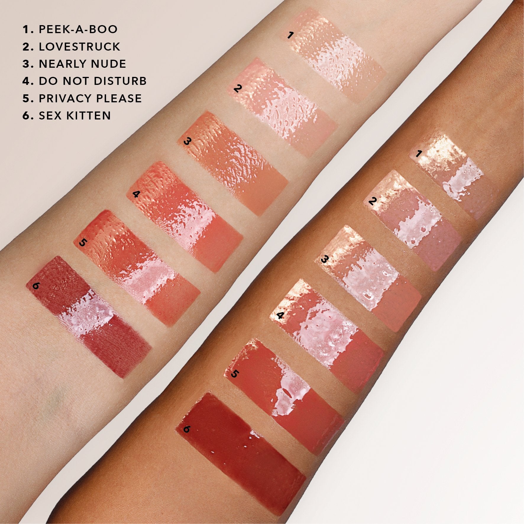 colour_Peek-A-Boo (bright pink), colour_Love Struck (mid pink), colour_Nearly Nude (soft taupe), colour_Sex Kitten